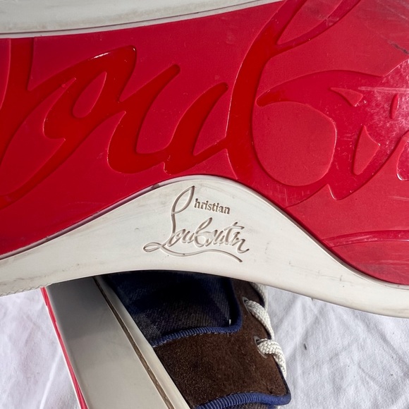 CHRISTIAN LOUBOUTIN Multicolor Blue Spikes Flat Crosta High Top Sneakers 43-10US - Picture 17 of 17